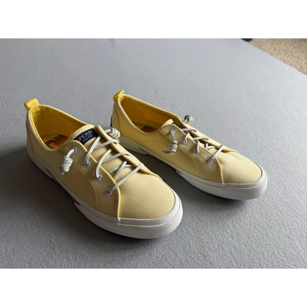 Sperry Crest Vibe Yellow Canvas Sneakers Womens 9.5 Low Top Shoes